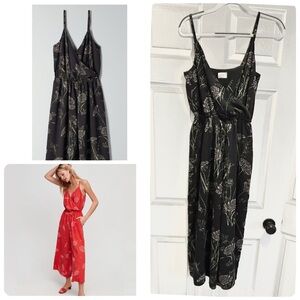 Aritzia Wilfred Melodie Jumpsuit Black Floral Wide Leg Sleeveless Size Small